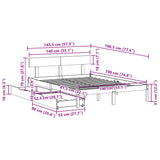 Bed frame without mattress 140x190 cm solid pine wood