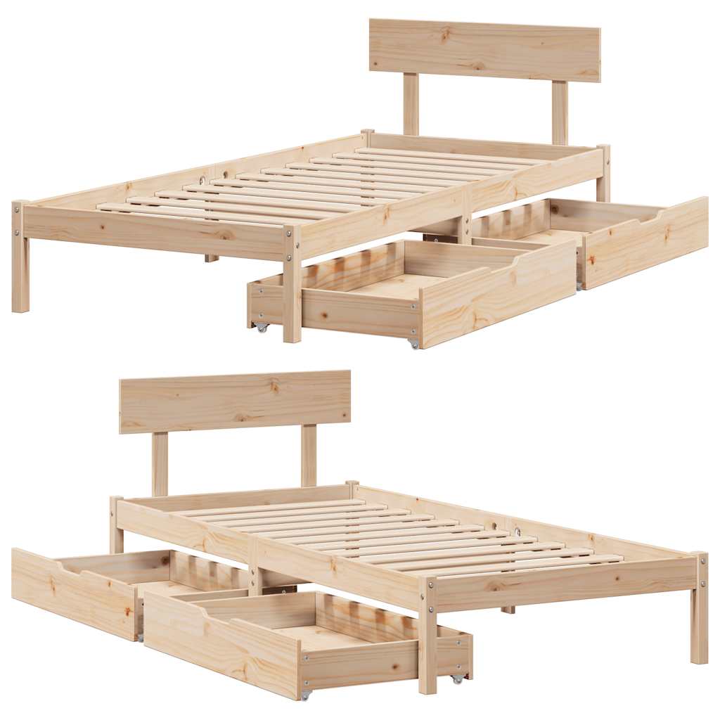 Cadre de lit sans matelas 100x200 cm bois massif de pin