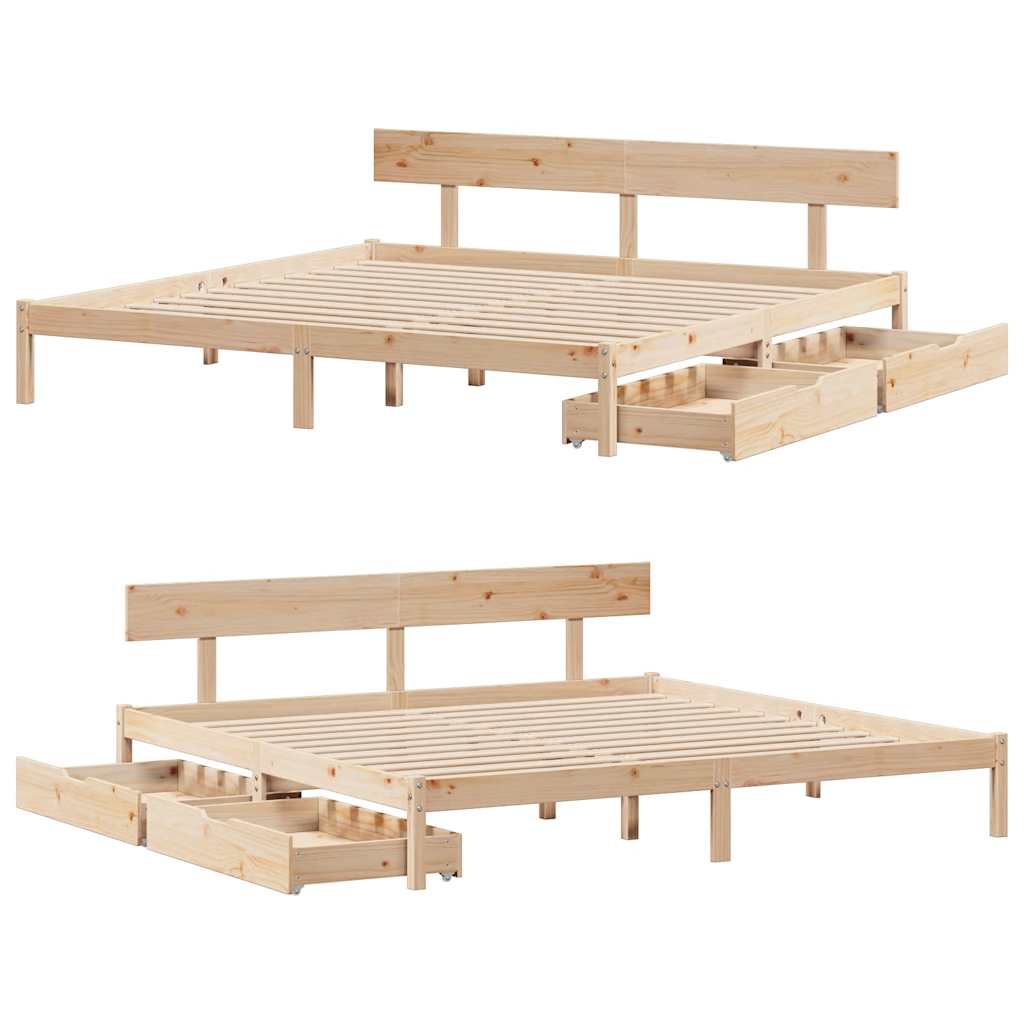 Bed frame without mattress 180x200 cm solid pine wood