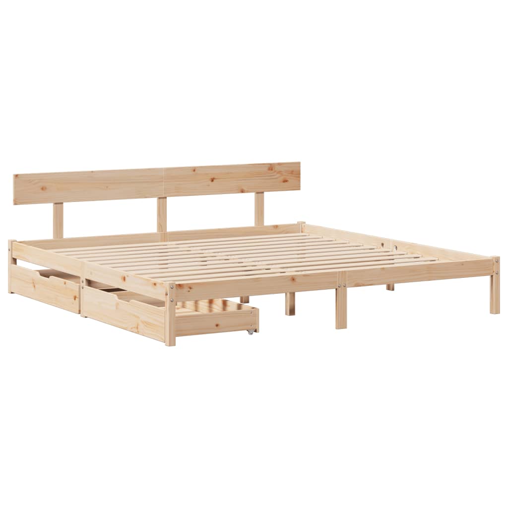 Bed frame without mattress 200x200 cm solid pine wood