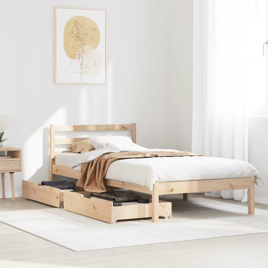 Cadre de lit sans matelas 75x190 cm bois de pin massif