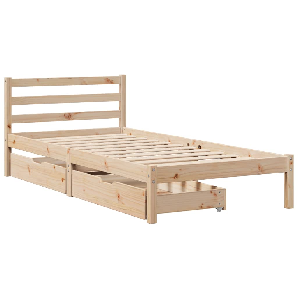 Bed frame without mattress 100x200 cm solid pine wood