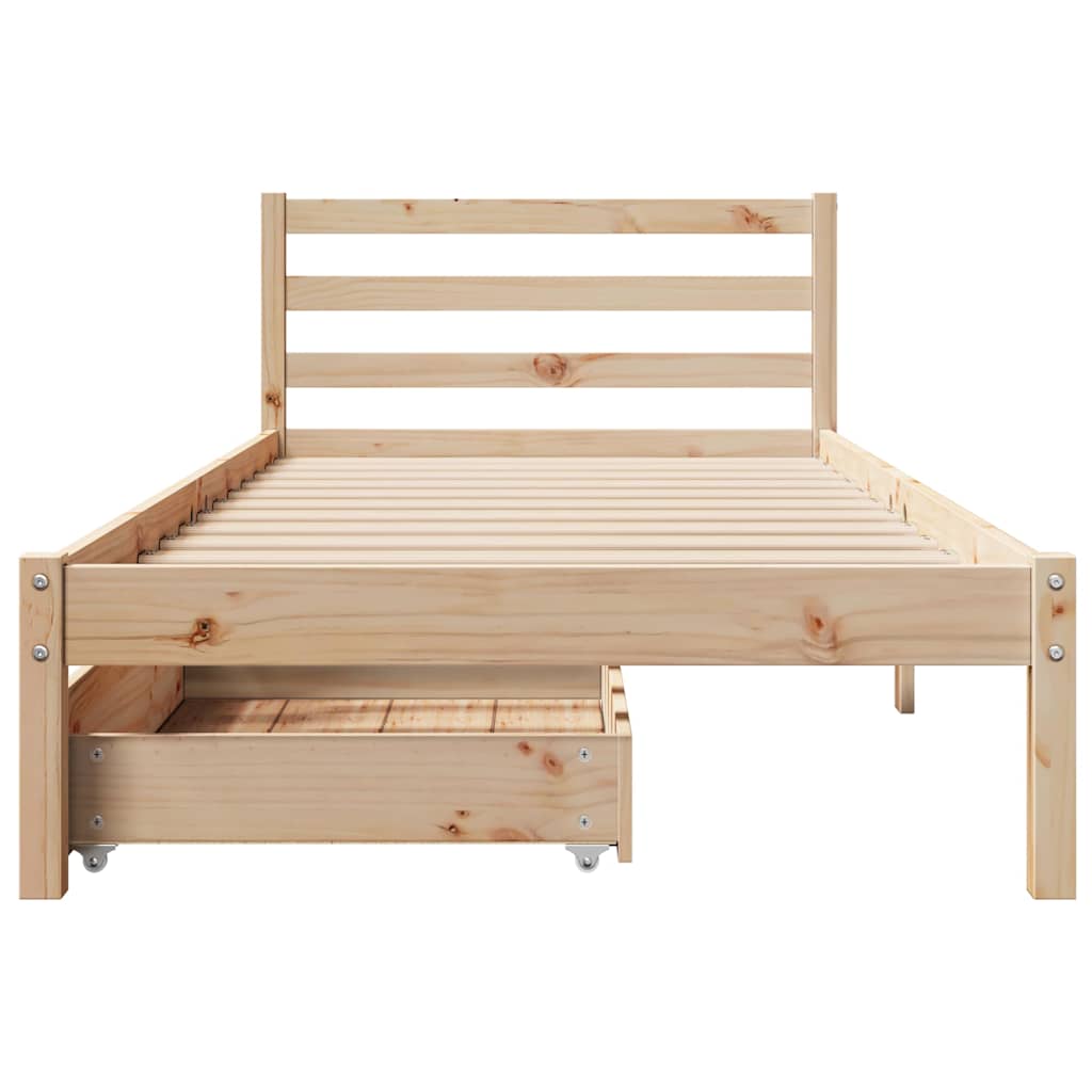 Bed frame without mattress 100x200 cm solid pine wood