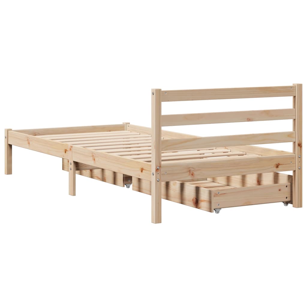 Bed frame without mattress 100x200 cm solid pine wood