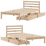 Bed frame without mattress 100x200 cm solid pine wood