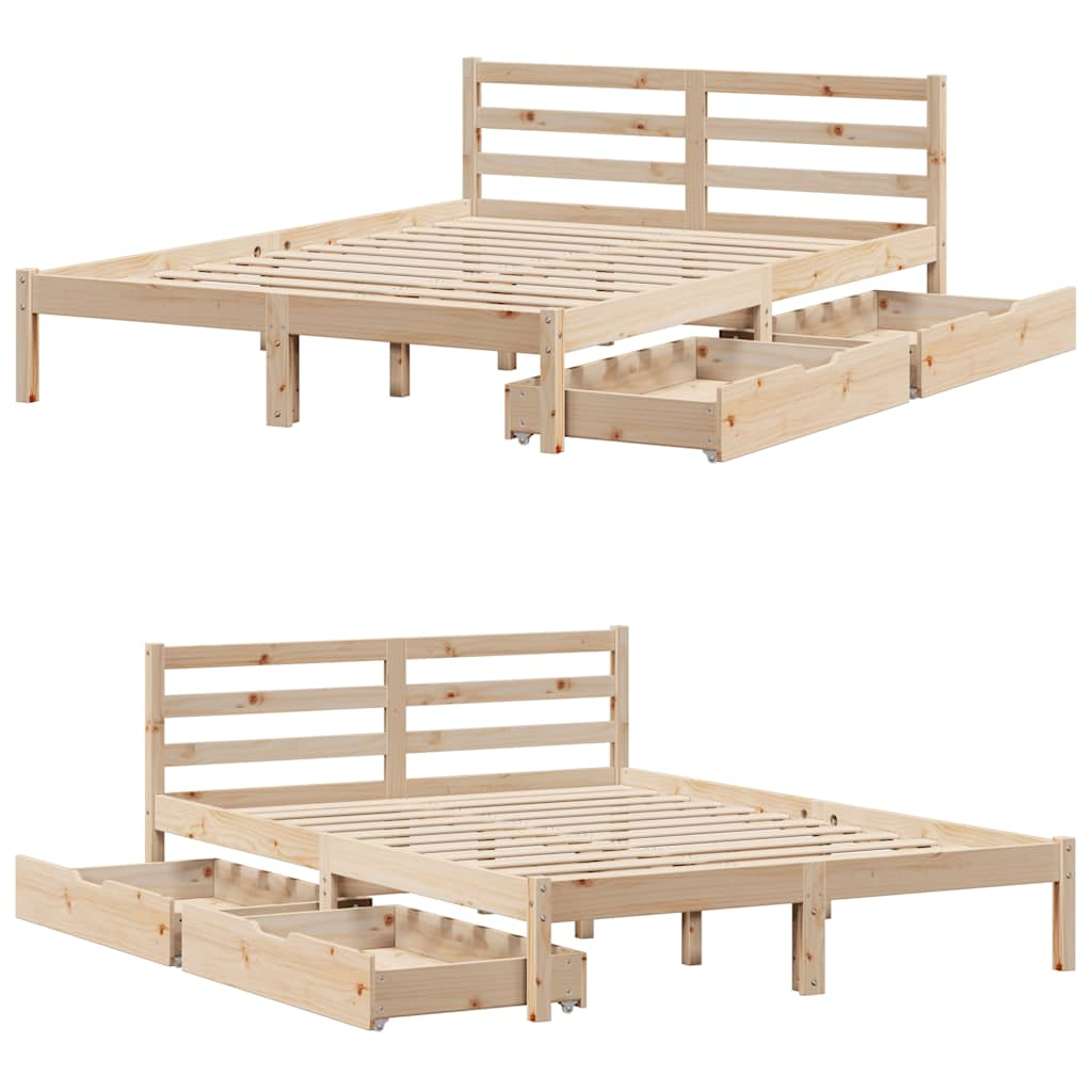 Bed frame without mattress 150x200 cm solid pine wood