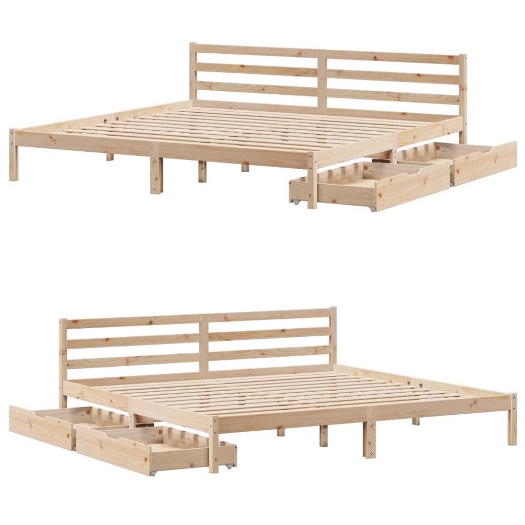 Bed frame without mattress 180x200 cm solid pine wood