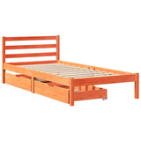 Cadre de lit sans matelas cire marron 75x190 cm bois pin massif