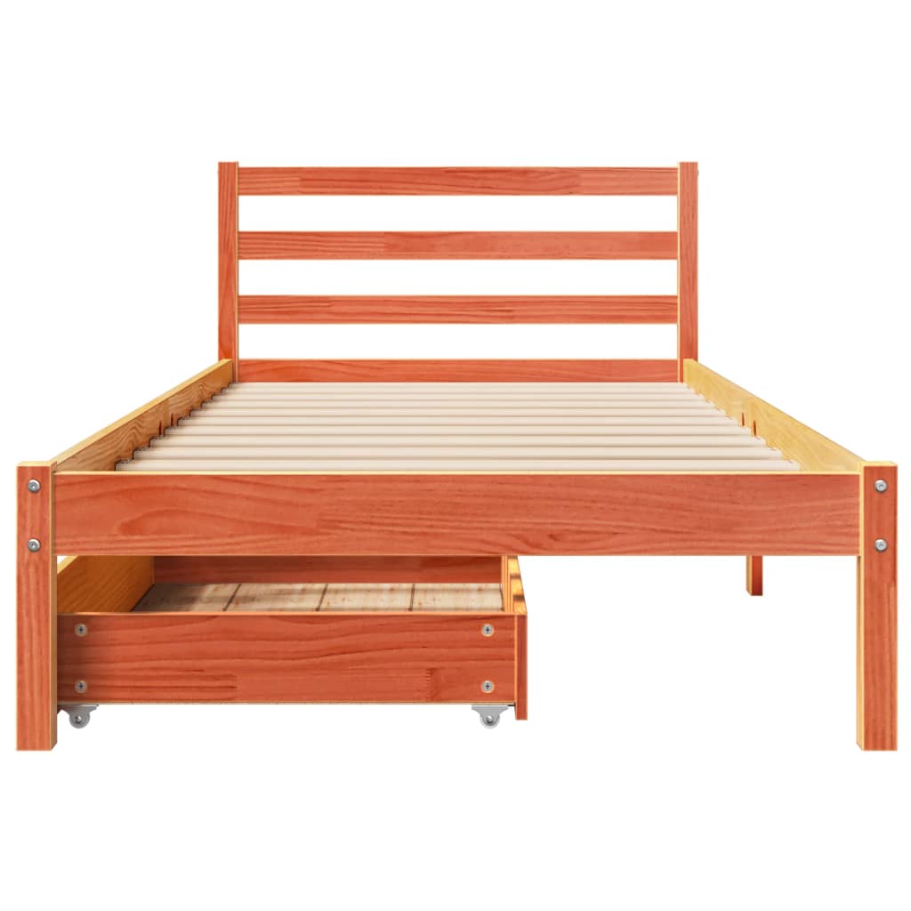 Cadre de lit sans matelas cire marron 75x190 cm bois pin massif