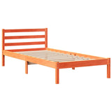 Cadre de lit sans matelas cire marron 75x190 cm bois pin massif