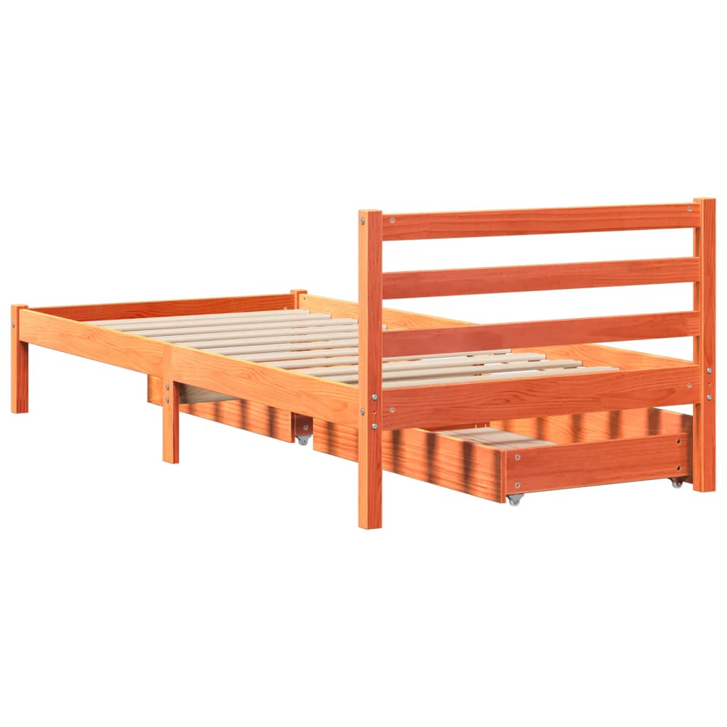 Cadre de lit sans matelas cire marron 90x190 cm bois pin massif