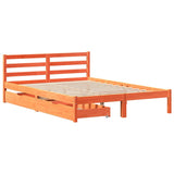 Cadre de lit sans matelas cire marron 120x190cm bois pin massif