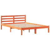 Cadre de lit sans matelas cire marron 135x190cm bois pin massif