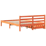 Bed frame without mattress brown wax 140x200cm solid pine wood