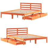 Bed frame without mattress brown wax 140x200cm solid pine wood