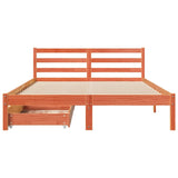 Cadre de lit sans matelas cire marron 150x200cm bois pin massif