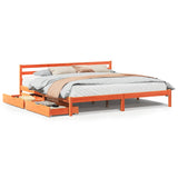 Cadre de lit sans matelas cire marron 200x200cm bois pin massif