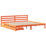 Cadre de lit sans matelas cire marron 200x200cm bois pin massif