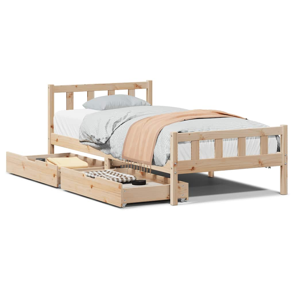 Cadre de lit sans matelas 75x190 cm bois de pin massif