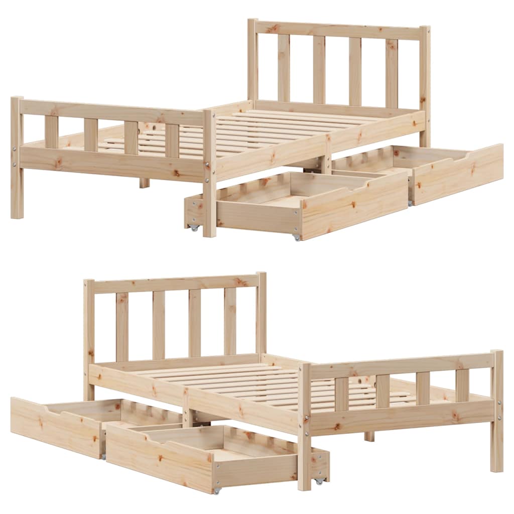 Cadre de lit sans matelas 75x190 cm bois de pin massif