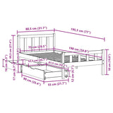 Cadre de lit sans matelas 75x190 cm bois de pin massif