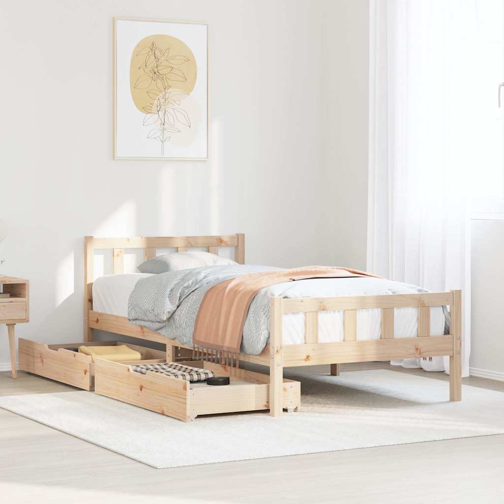 Cadre de lit sans matelas 100x200 cm bois massif de pin