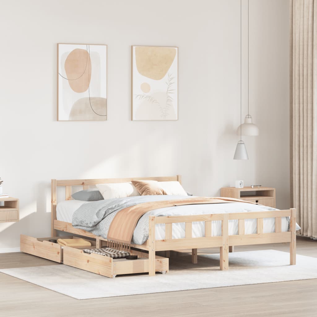 Bed frame without mattress 160x200 cm solid pine wood