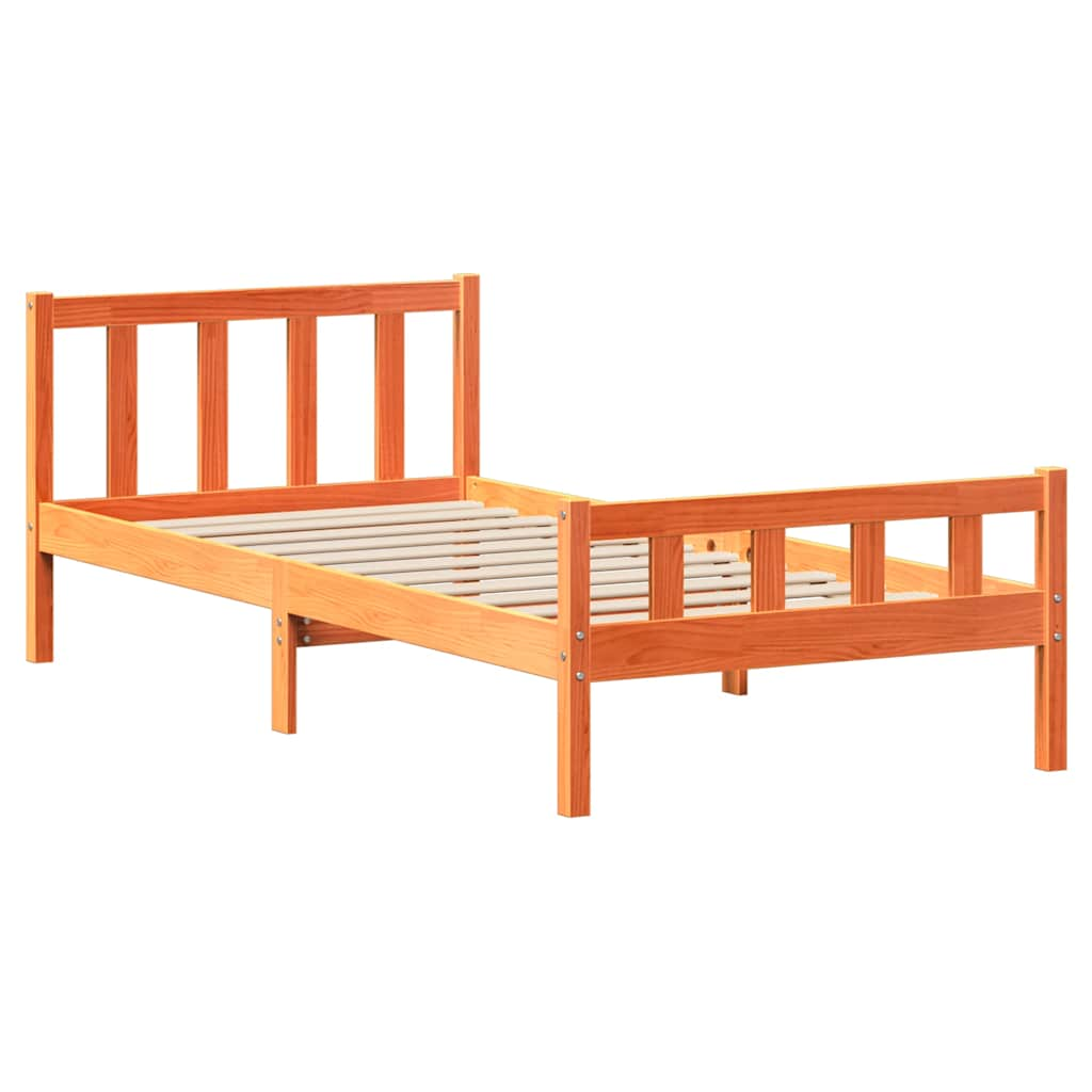 Cadre de lit sans matelas cire marron 75x190 cm bois pin massif