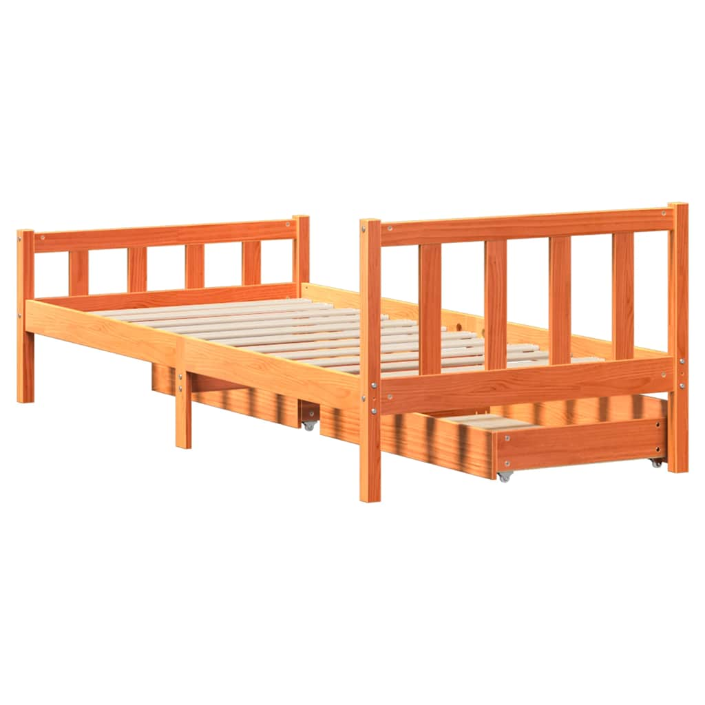 Cadre de lit sans matelas cire marron 90x190 cm bois pin massif