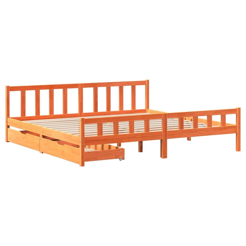 Cadre de lit sans matelas cire marron 180x200cm bois pin massif