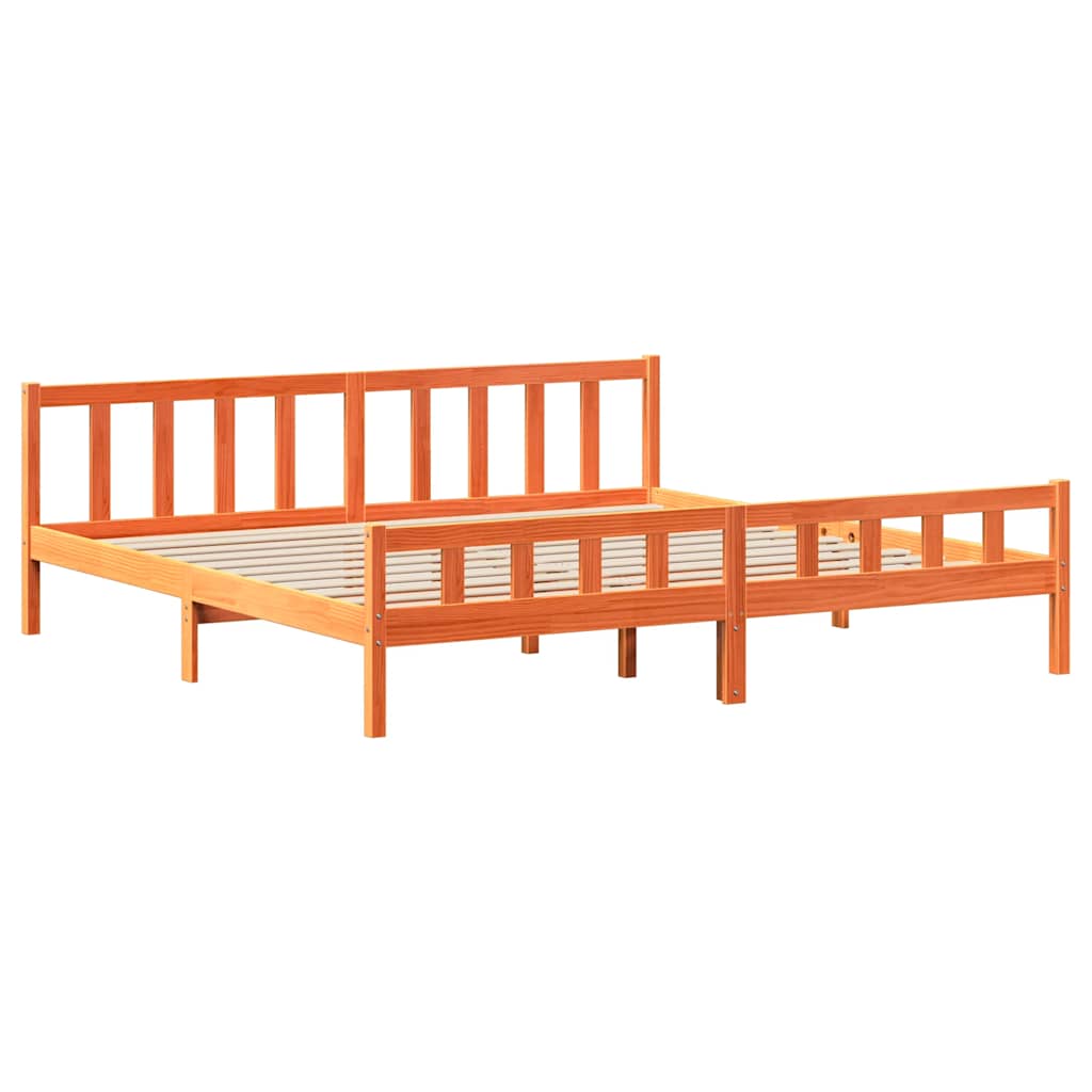 Cadre de lit sans matelas cire marron 180x200cm bois pin massif