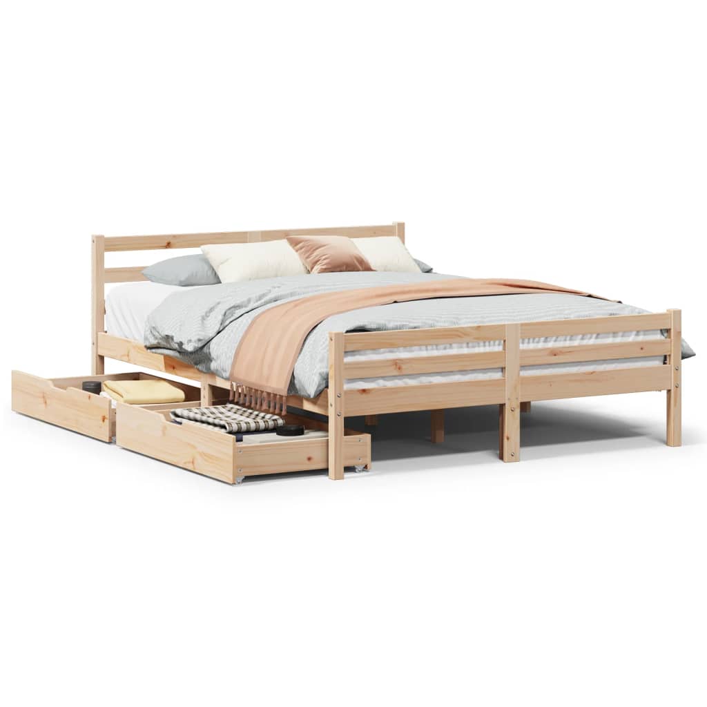 Cadre de lit sans matelas 135x190 cm bois de pin massif