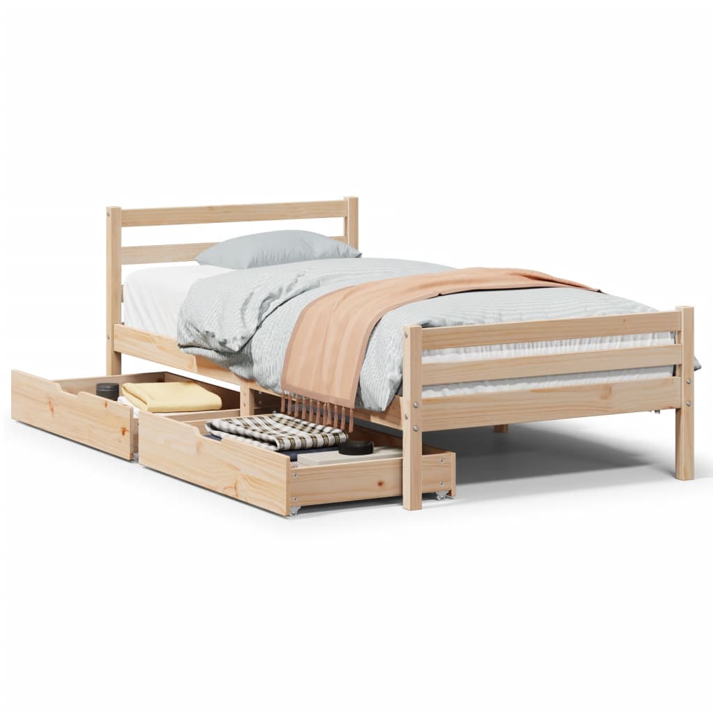 Cadre de lit sans matelas 100x200 cm bois massif de pin