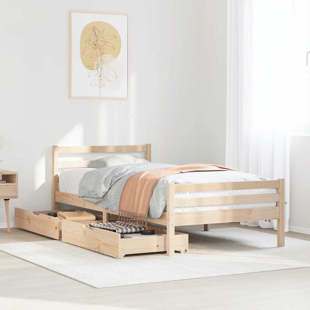 Cadre de lit sans matelas 100x200 cm bois massif de pin