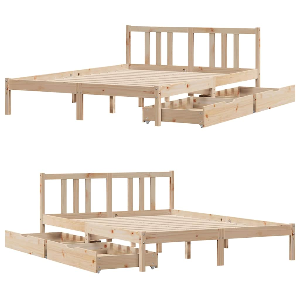 Cadre de lit sans matelas 140x190 cm bois de pin massif