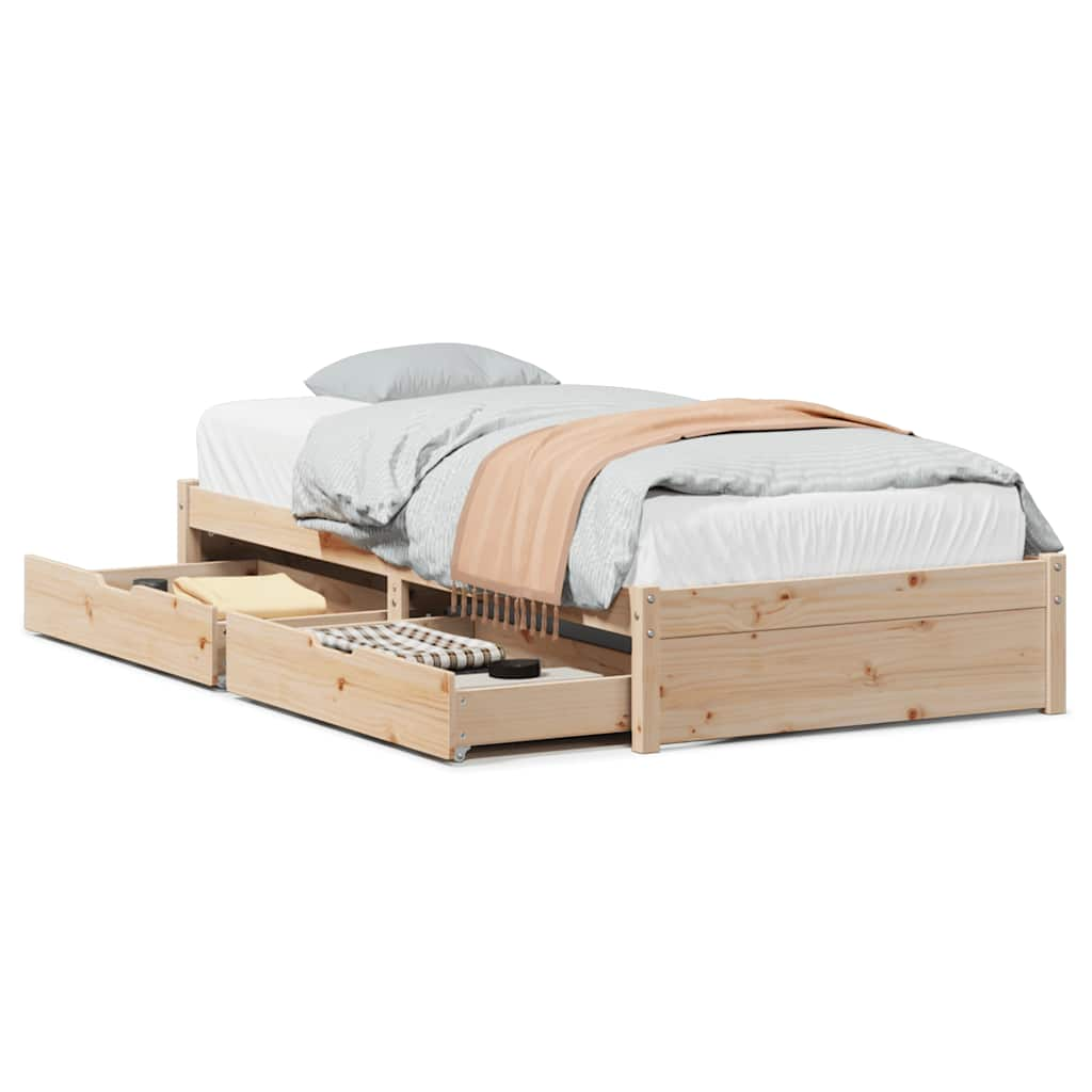 Cadre de lit sans matelas 75x190 cm bois de pin massif