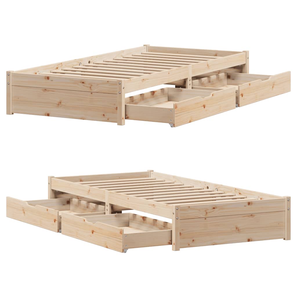 Cadre de lit sans matelas 75x190 cm bois de pin massif