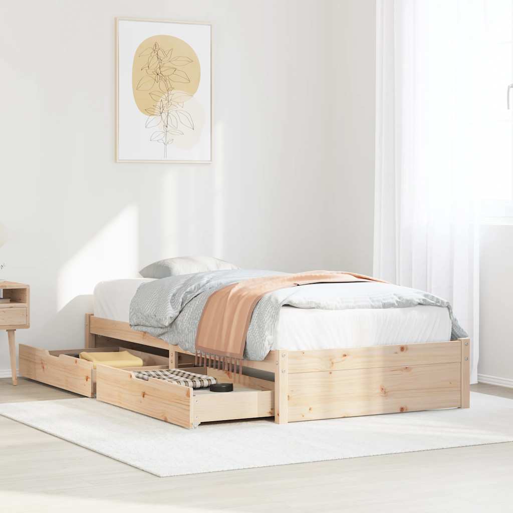 Cadre de lit sans matelas 75x190 cm bois de pin massif