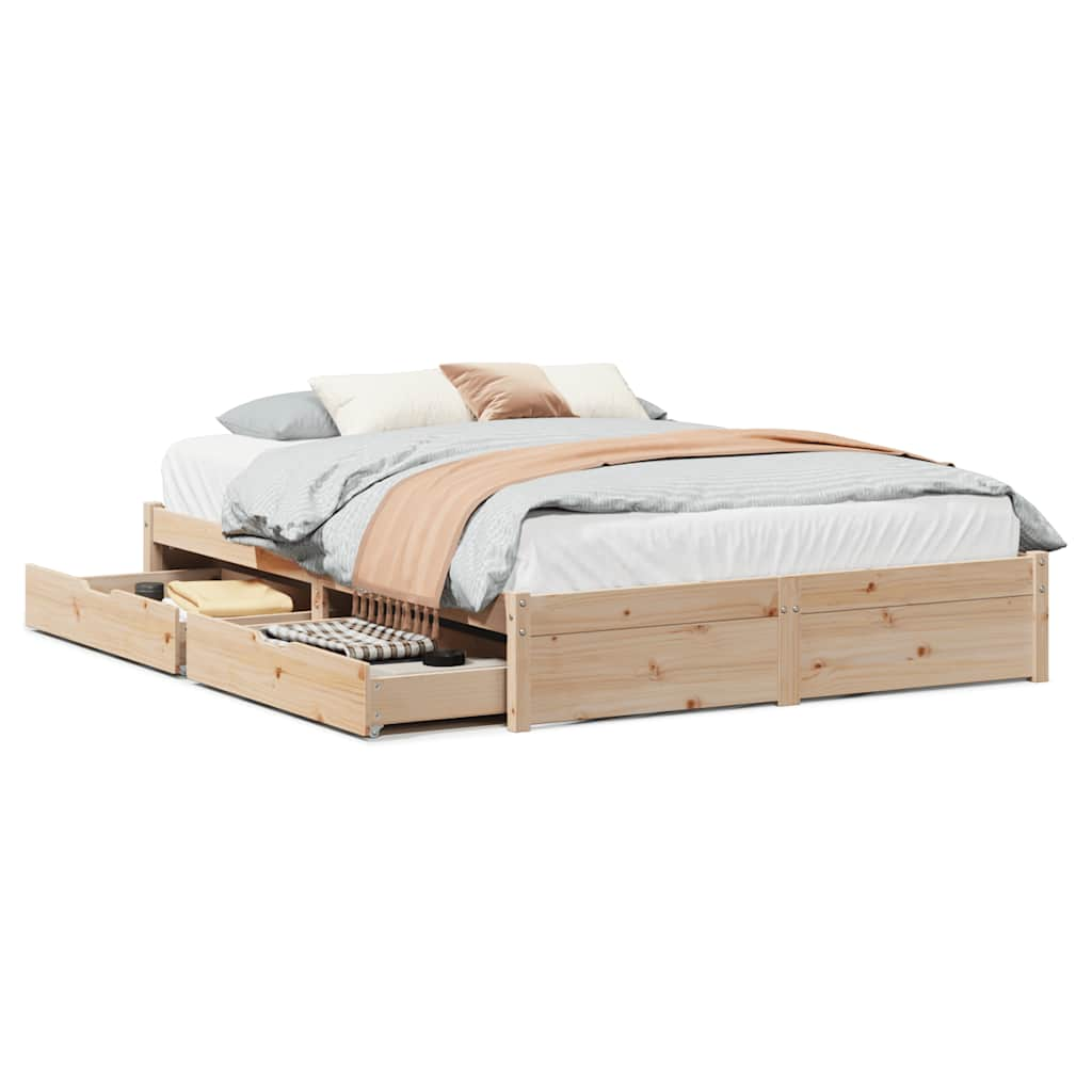 Cadre de lit sans matelas 135x190 cm bois de pin massif