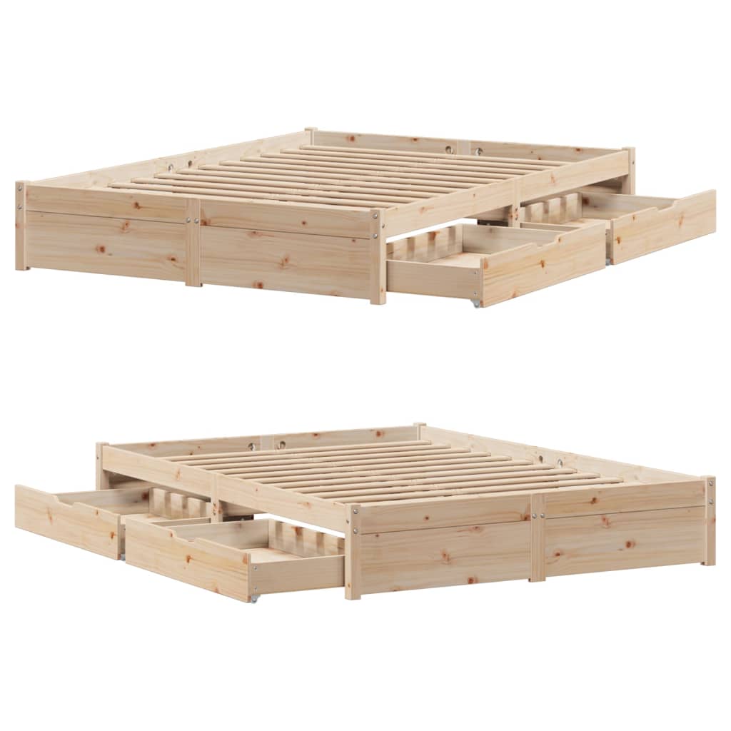 Cadre de lit sans matelas 135x190 cm bois de pin massif