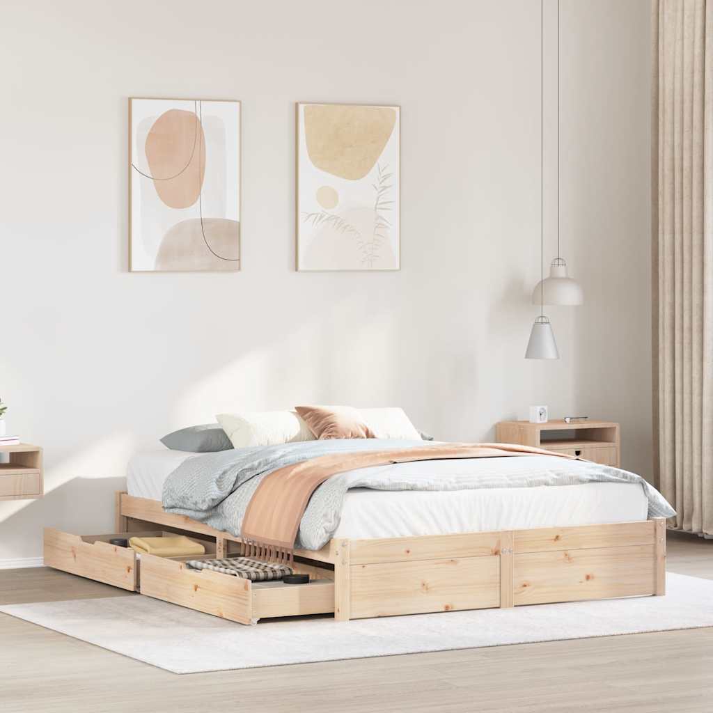 Cadre de lit sans matelas 140x200 cm bois massif de pin