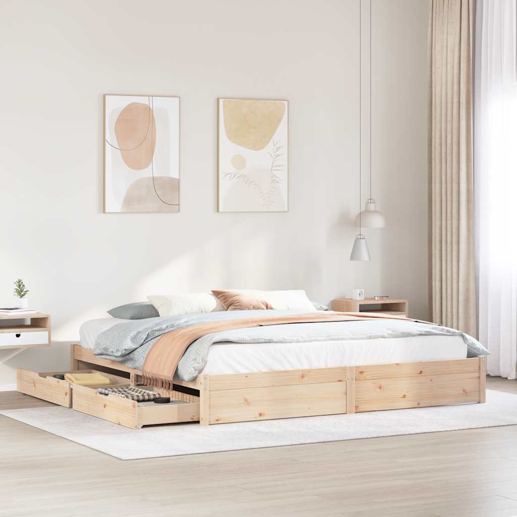 Bed frame without mattress 180x200 cm solid pine wood