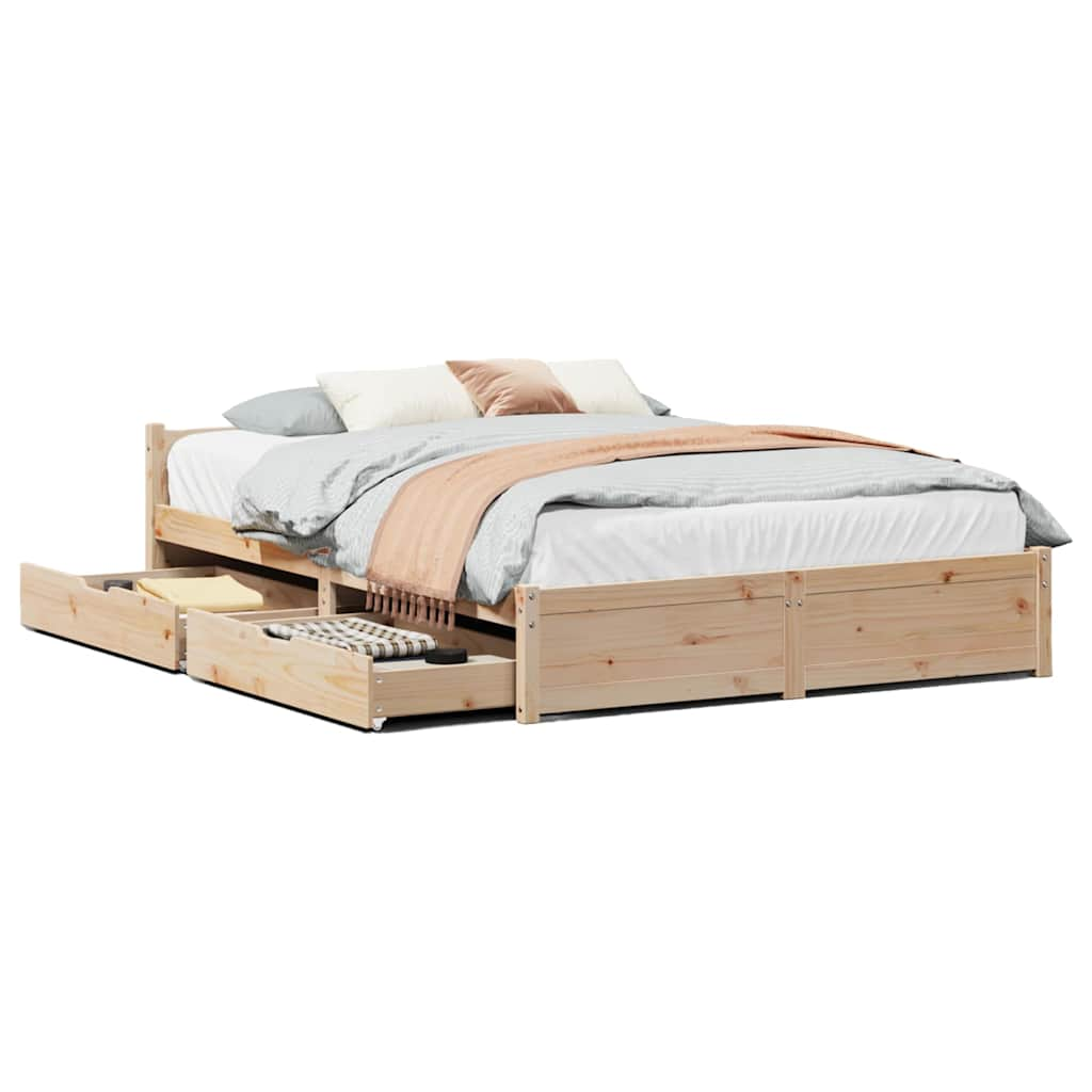 Cadre de lit sans matelas 140x200 cm bois massif de pin