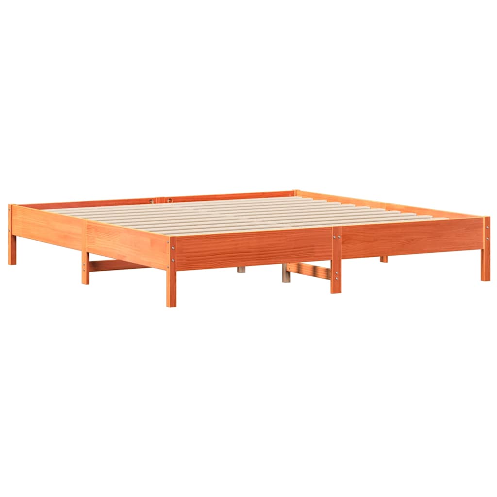 Cadre de lit sans matelas cire marron 200x200cm bois pin massif