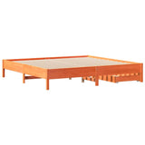 Cadre de lit sans matelas cire marron 200x200cm bois pin massif