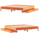 Cadre de lit sans matelas cire marron 200x200cm bois pin massif