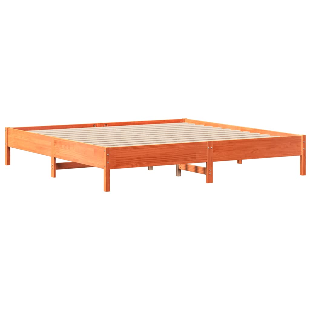 Cadre de lit sans matelas cire marron 180x200cm bois pin massif