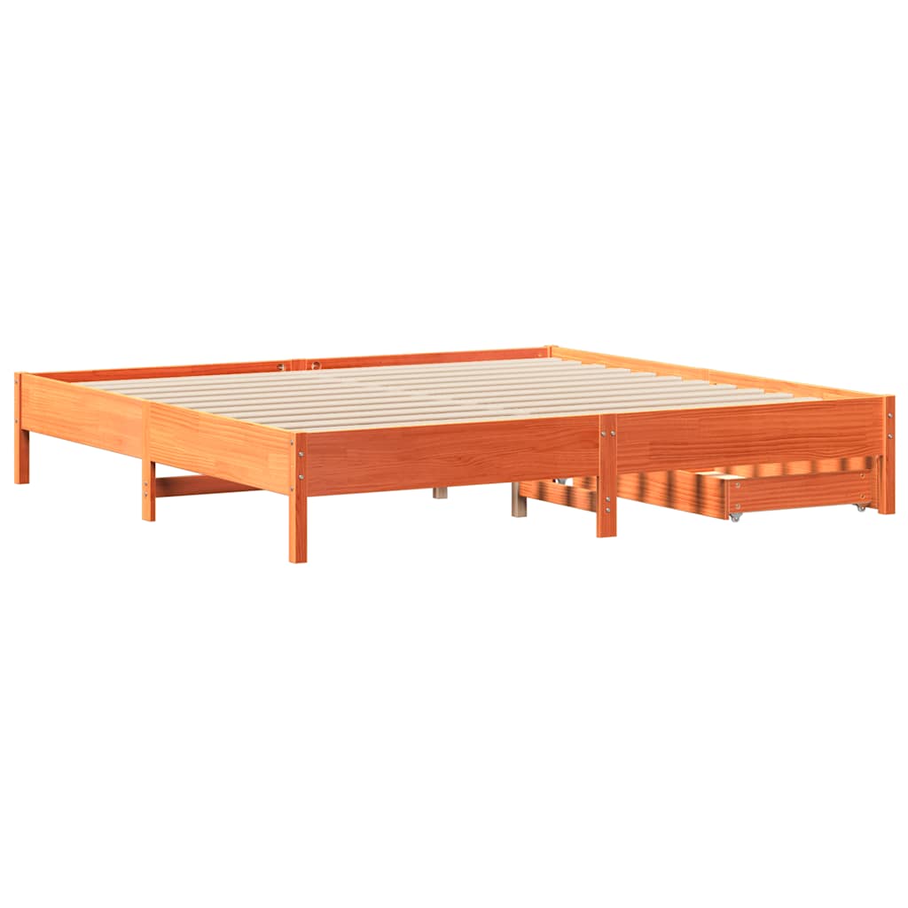 Cadre de lit sans matelas cire marron 180x200cm bois pin massif