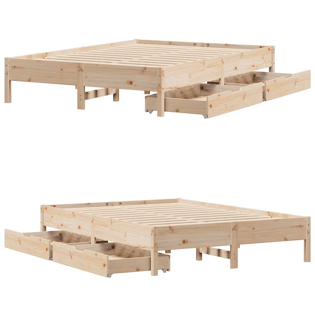 Bed frame without mattress 160x200 cm solid pine wood