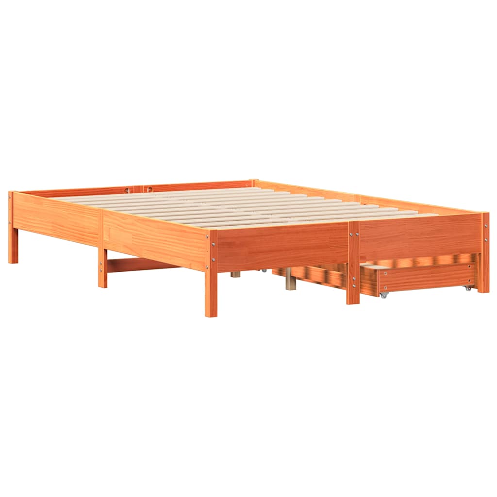 Cadre de lit sans matelas cire marron 160x200cm bois pin massif